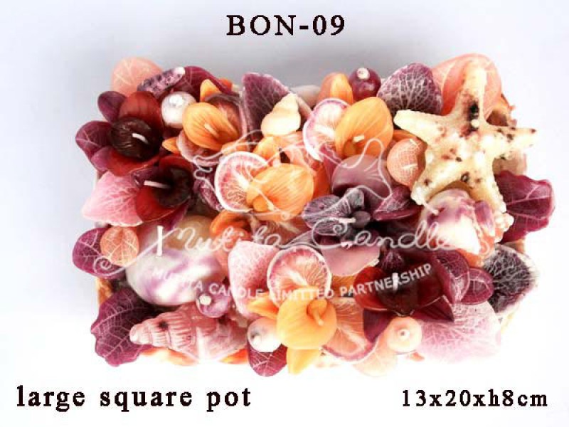 เทียนหอม เดชอุดม :  BROWN OCEAN SET2|THE BEAUTIFUL ROMANTIC BEACH CANDLES|BON-09|large square pot 13 x 20 x h 8 cm